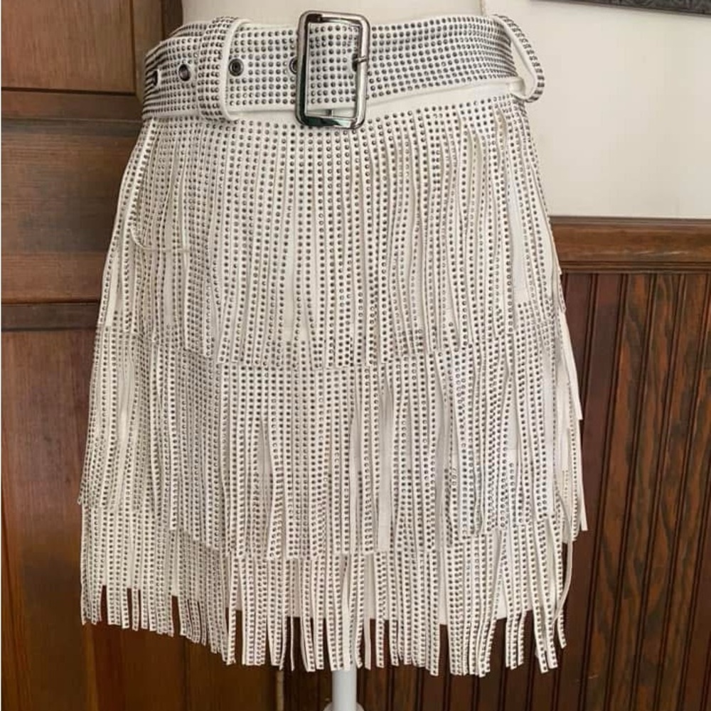 Chic White Fringe Skirt